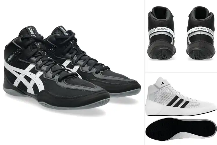 Detailed view of Best Black White Wrestling Shoes